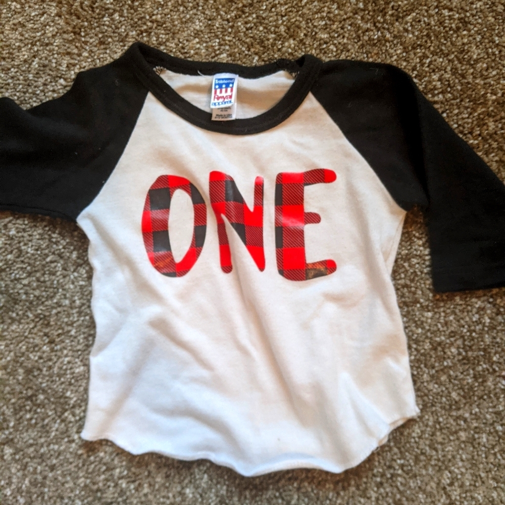 Buffalo plaid first birthday shirt